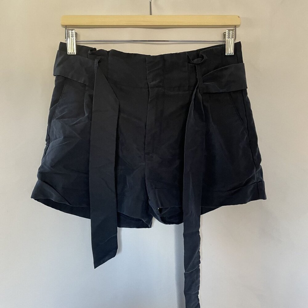 American Eagle modal navy blue paperbag summer shorts pockets belted comfortable